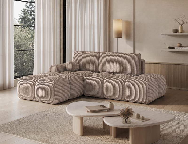 Vittario 3-sits Bubblig Bäddsoffa med Divan och förvaring Vänster - Modullo 20 - Möbler - Soffa - Bäddsoffa - Bäddsoffa divan
