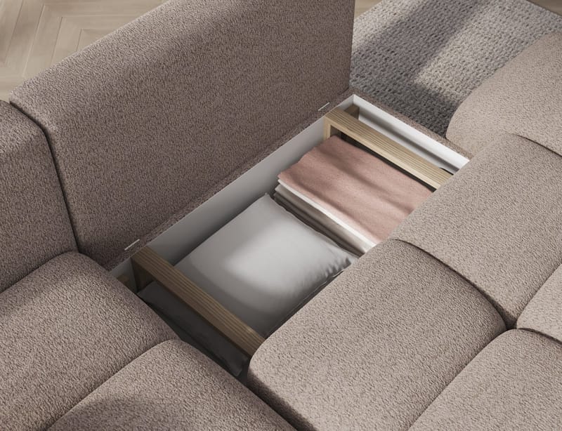 Vittario 3-sits Bubblig Bäddsoffa med Divan och förvaring Vänster - Royal 18 - Möbler - Soffa - Bäddsoffa - Hörnbäddsoffa