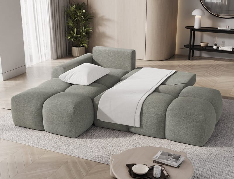 Vittario 3-sits Bubblig Bäddsoffa med Divan och förvaring Vänster - Xillar 100 - Möbler - Soffa - Bäddsoffa - Bäddsoffa divan