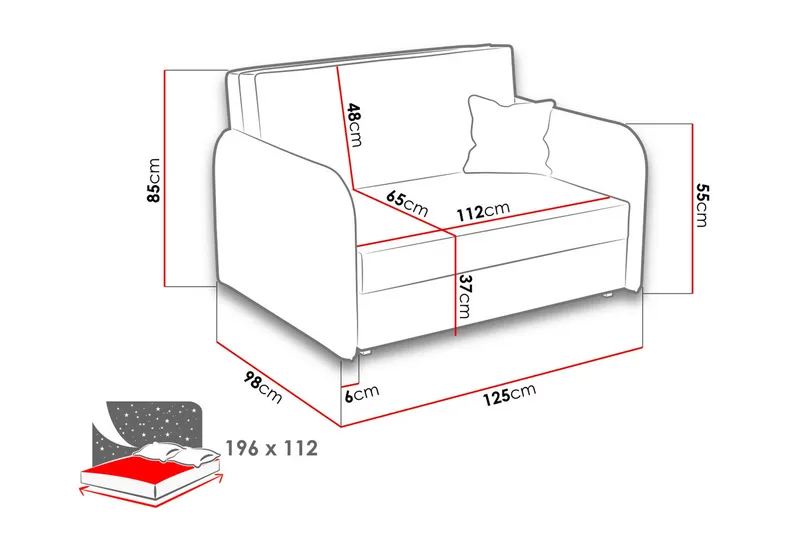 Viva Bäddsoffa - Rosa - Möbler - Soffa - Bäddsoffa - 2 sits bäddsoffa