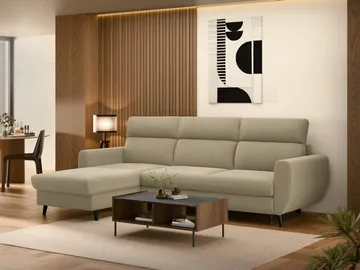 Vylon 3-sits Bäddsoffa med divan - Beige - Möbler - Soffa - Bäddsoffa - Hörnbäddsoffa