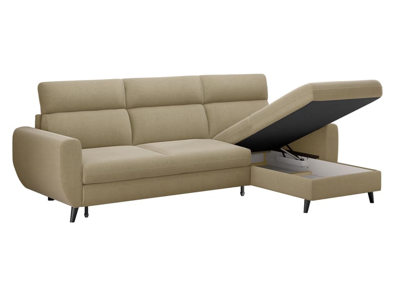 Vylon 3-sits Bäddsoffa med divan - Beige - Möbler - Soffa - Bäddsoffa - Hörnbäddsoffa