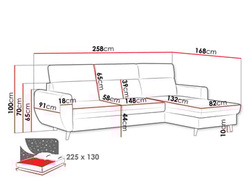 Vylon 3-sits Bäddsoffa med divan - Blå - Möbler - Soffa - Bäddsoffa - Hörnbäddsoffa