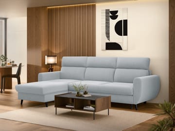 Vylon 3-sits Bäddsoffa med divan - Blå - Möbler - Soffa - Bäddsoffa - Hörnbäddsoffa