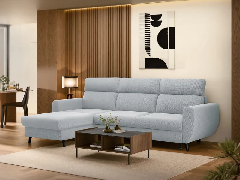 Vylon 3-sits Bäddsoffa med divan - Blå - Möbler - Soffa - Bäddsoffa - Hörnbäddsoffa