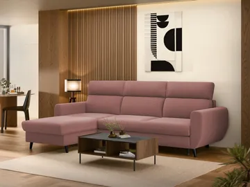 Vylon 3-sits Bäddsoffa med divan - Rosa - Möbler - Soffa - Bäddsoffa - Hörnbäddsoffa