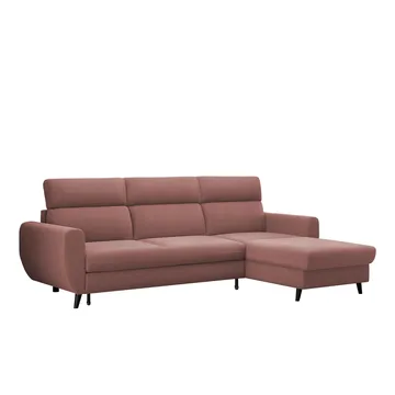 Vylon 3-sits Bäddsoffa med divan - Rosa - Möbler - Soffa - Bäddsoffa - Hörnbäddsoffa