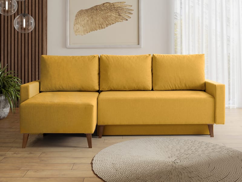 Waldsten 3-sits Bäddsoffa med Divan - Gul - Möbler - Soffa - Bäddsoffa - Hörnbäddsoffa