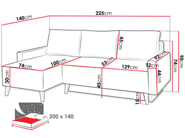 Waldsten 3-sits Bäddsoffa med Divan - Gul - Möbler - Soffa - Bäddsoffa - Hörnbäddsoffa