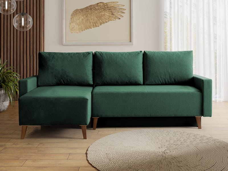 Waldsten 3-sits Bäddsoffa med Divan - Mörkgrön - Möbler - Soffa - Bäddsoffa - Hörnbäddsoffa