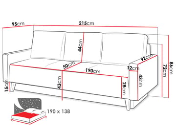Waldsten 3-sits Bäddsoffa - Svart - Möbler - Soffa - Bäddsoffa - 3 sits bäddsoffa