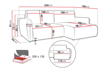 Wymer Bäddsoffa m. Divan 2-sits - Rosa - Möbler - Soffa - Bäddsoffa - Bäddsoffa divan