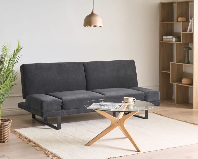 York 2-sits Längsbäddad Fällbar Bäddsoffa 105x190 cm i Chenille - Antracit - Möbler - Soffa - Bäddsoffa - 2 sits bäddsoffa