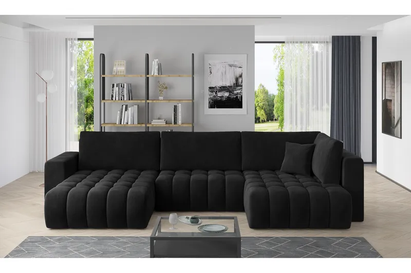 Yorktown U-bäddsoffa Divan Vänster, Svart