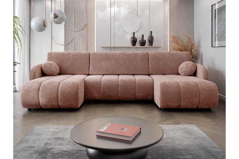 Zarania Bäddsoffa Dubbeldivan 3-sits - Rosa - Möbler - Soffa - Bäddsoffa - U bäddsoffa