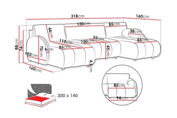 Zarania Bäddsoffa Dubbeldivan 3-sits - Vit - Möbler - Soffa - Bäddsoffa - U bäddsoffa