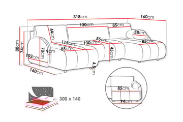 Zarania Bäddsoffa Dubbeldivan 3-sits - Möbler - Soffa - Bäddsoffa - U bäddsoffa