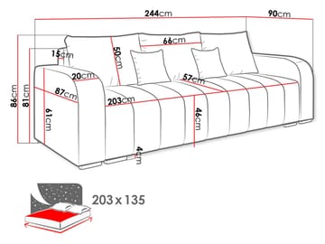 Zulueta 3-sits Bäddsoffa - beige - Möbler - Soffa - Bäddsoffa - 3 sits bäddsoffa