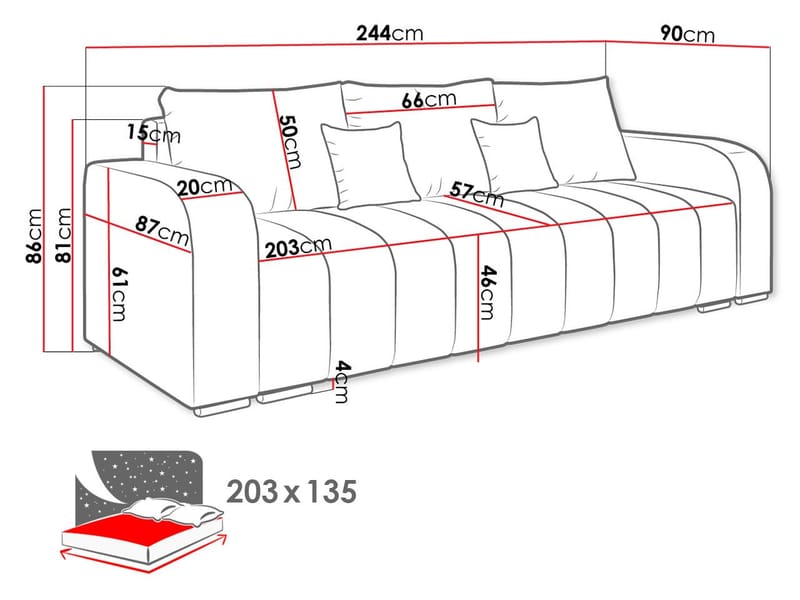Zulueta 3-sits Bäddsoffa - beige - Möbler - Soffa - Bäddsoffa - 3 sits bäddsoffa