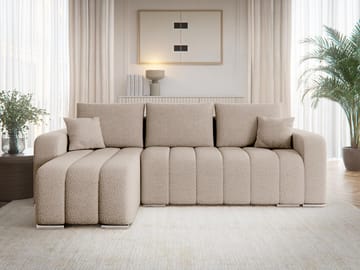 Zulueta 3-sits Bäddsoffa med divan - Lambi 06 (beige) - Möbler - Soffa - Bäddsoffa - Hörnbäddsoffa