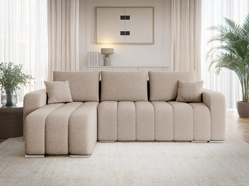 Zulueta 3-sits Bäddsoffa med divan - Lambi 06 (beige) - Möbler - Soffa - Bäddsoffa - Hörnbäddsoffa