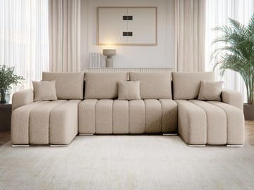 Zulueta 4-sits Bäddsoffa med dubbeldivan - beige - Möbler - Soffa - Bäddsoffa - Hörnbäddsoffa