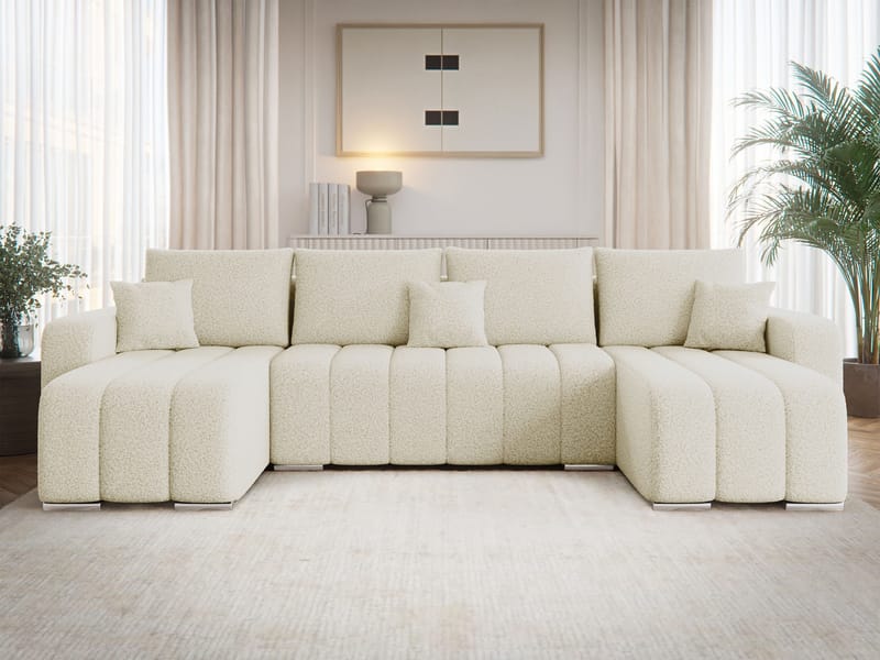Zulueta 4-sits Bäddsoffa med dubbeldivan - beige - Möbler - Soffa - Bäddsoffa - Hörnbäddsoffa
