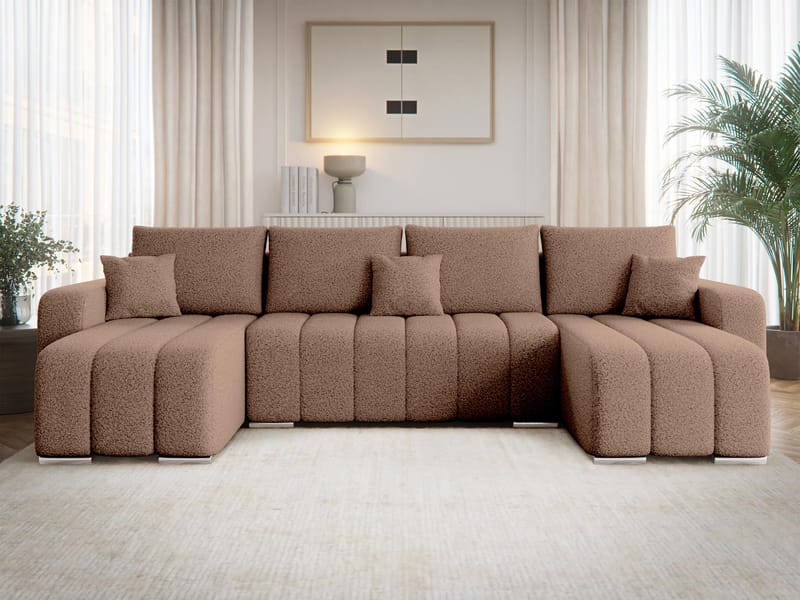 Zulueta 4-sits Bäddsoffa med dubbeldivan - brun - Möbler - Soffa - Bäddsoffa - Hörnbäddsoffa