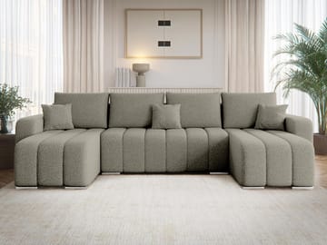 Zulueta 4-sits Bäddsoffa med dubbeldivan - grå - Möbler - Soffa - Bäddsoffa - Hörnbäddsoffa