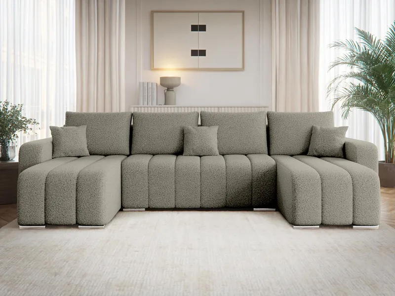 Zulueta 4-sits Bäddsoffa med dubbeldivan - grå - Möbler - Soffa - Bäddsoffa - Hörnbäddsoffa