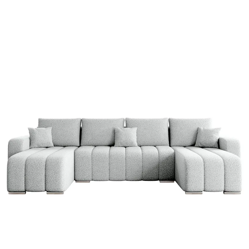 Zulueta 4-sits Bäddsoffa med dubbeldivan, grå