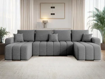 Zulueta 4-sits Bäddsoffa med dubbeldivan - grå - Möbler - Soffa - Bäddsoffa - Hörnbäddsoffa