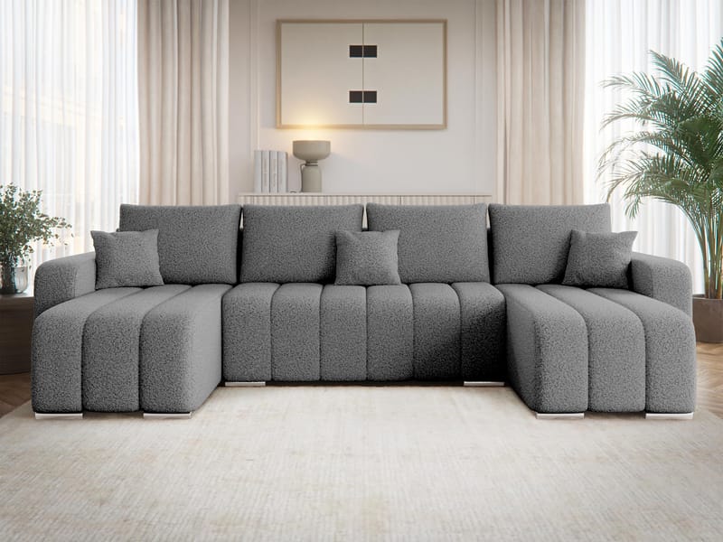 Zulueta 4-sits Bäddsoffa med dubbeldivan - grå - Möbler - Soffa - Bäddsoffa - Hörnbäddsoffa