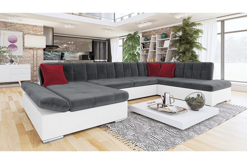 Zumar 6-sits Bäddsoffa Universal - Grå/Vit - Möbler - Soffa - Bäddsoffa - Bäddsoffa längsbäddad