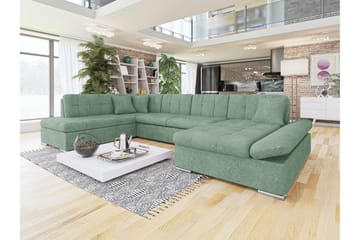 Zumar Bäddsoffa med Divan och Schäslong 4-sits i Bouclé - Grön - Möbler - Soffa - Bäddsoffa - Bäddsoffa divan