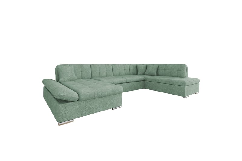 Zumar Bäddsoffa med Divan och Schäslong 4-sits i Bouclé - Grön - Möbler - Soffa - Bäddsoffa - Bäddsoffa divan