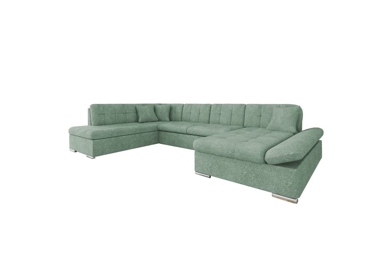 Zumar Bäddsoffa med Divan och Schäslong 4-sits i Bouclé - Grön - Möbler - Soffa - Bäddsoffa - Bäddsoffa divan
