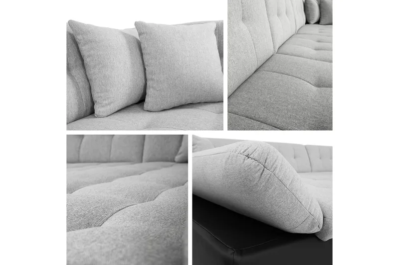 Zumar Bäddsoffa med Divan och Schäslong 4-sits i Bouclé - Rosa - Möbler - Soffa - Bäddsoffa - Bäddsoffa divan