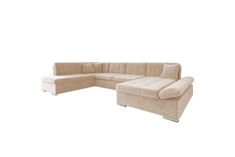 Zumar Bäddsoffa med Divan och Schäslong 4-sits i Chenille - Beige - Möbler - Soffa - Bäddsoffa - Bäddsoffa divan