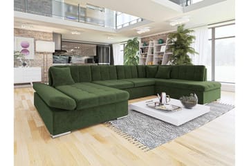 Zumar Bäddsoffa med Divan och Schäslong 4-sits i Chenille - Grön - Möbler - Soffa - Bäddsoffa - Bäddsoffa divan