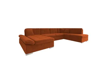Zumar Bäddsoffa med Divan och Schäslong 4-sits i Chenille - Orange - Möbler - Soffa - Bäddsoffa - Bäddsoffa divan