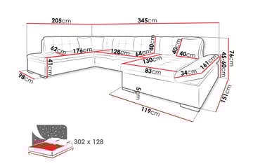 Zumar Bäddsoffa med Divan och Schäslong 4-sits i Konstläder - Svart/Grå - Möbler - Soffa - Bäddsoffa - Bäddsoffa divan