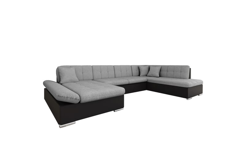 Zumar Bäddsoffa med Divan och Schäslong 4-sits i Konstläder - Svart/Grå - Möbler - Soffa - Bäddsoffa - Bäddsoffa divan
