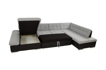 Zumar Bäddsoffa med Divan och Schäslong 4-sits i Konstläder - Vit/Grå - Möbler - Soffa - Bäddsoffa - Bäddsoffa divan