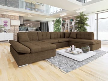 Zumar Bäddsoffa med Divan och Schäslong 5-sits - Brun - Möbler - Soffa - Bäddsoffa - Bäddsoffa divan