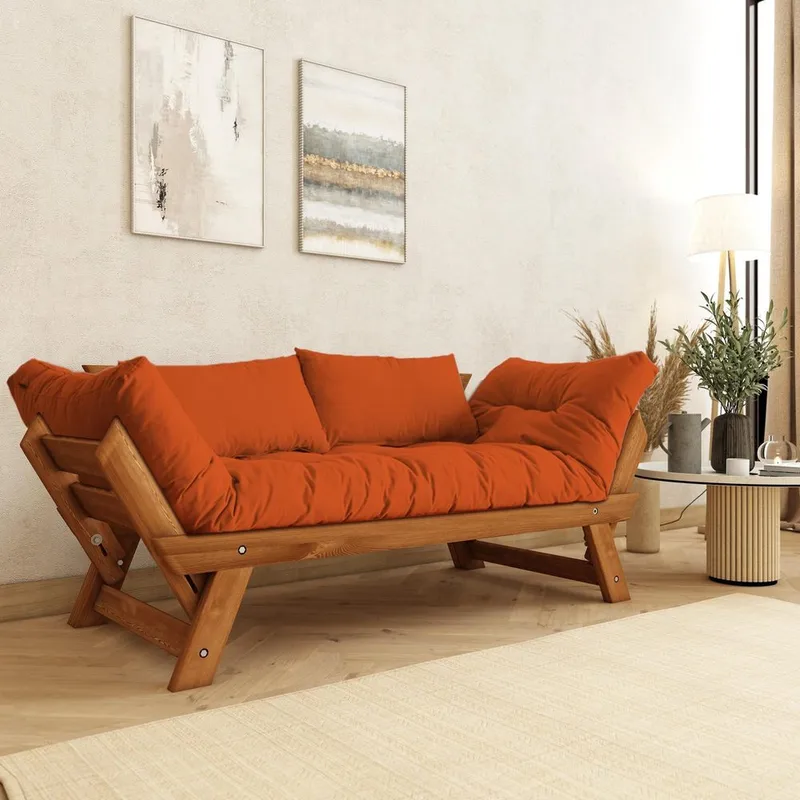 Zylar 2-sits Bäddsoffa, Brun/Orange