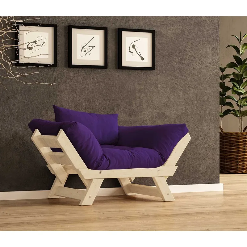 Zylar 2-sits Bäddsoffa, Lila/Natur
