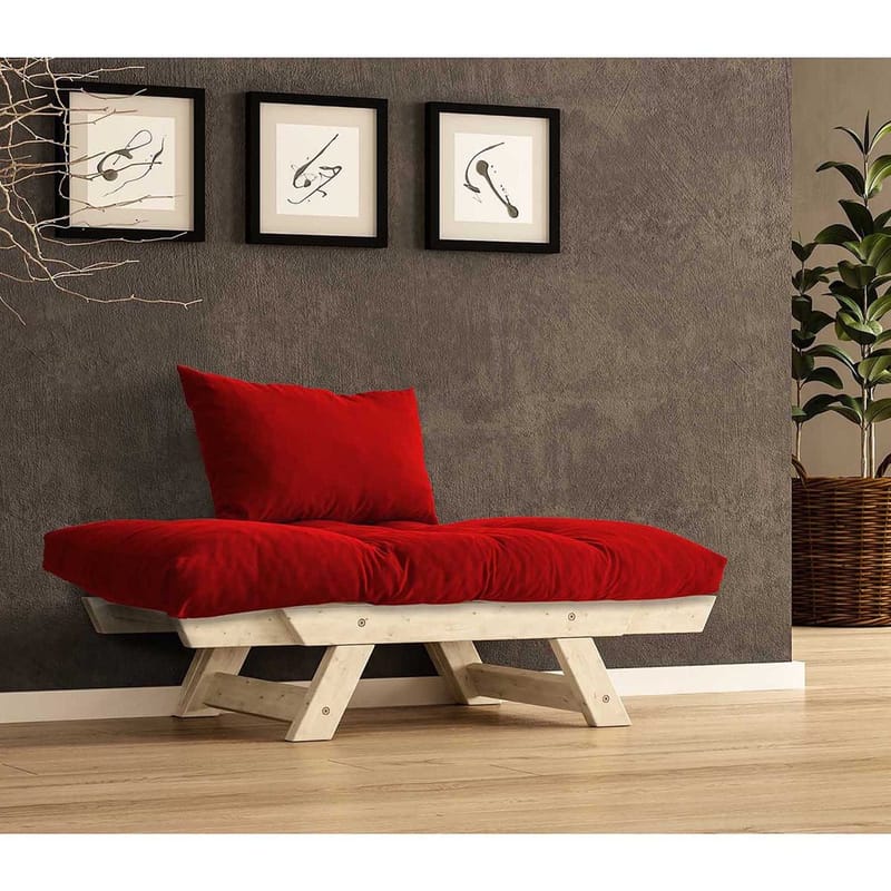 Zylar 2-sits Bäddsoffa - Natur/Röd - Möbler - Soffa - Bäddsoffa - 2 sits bäddsoffa