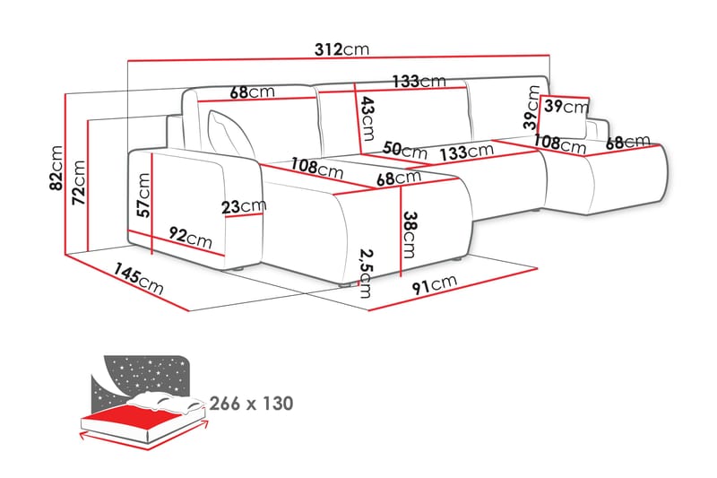 Barile Soffa Dubbeldivan 4-sits - Blå - Möbler - Soffa - U-soffa
