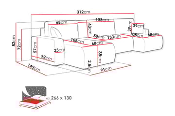 Barile Soffa Dubbeldivan 4-sits - Ljusgrå - Möbler - Soffa - U-soffa